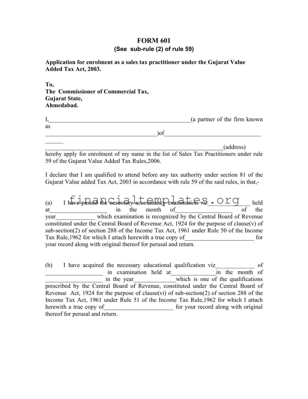Get 601 Sales Tax Form