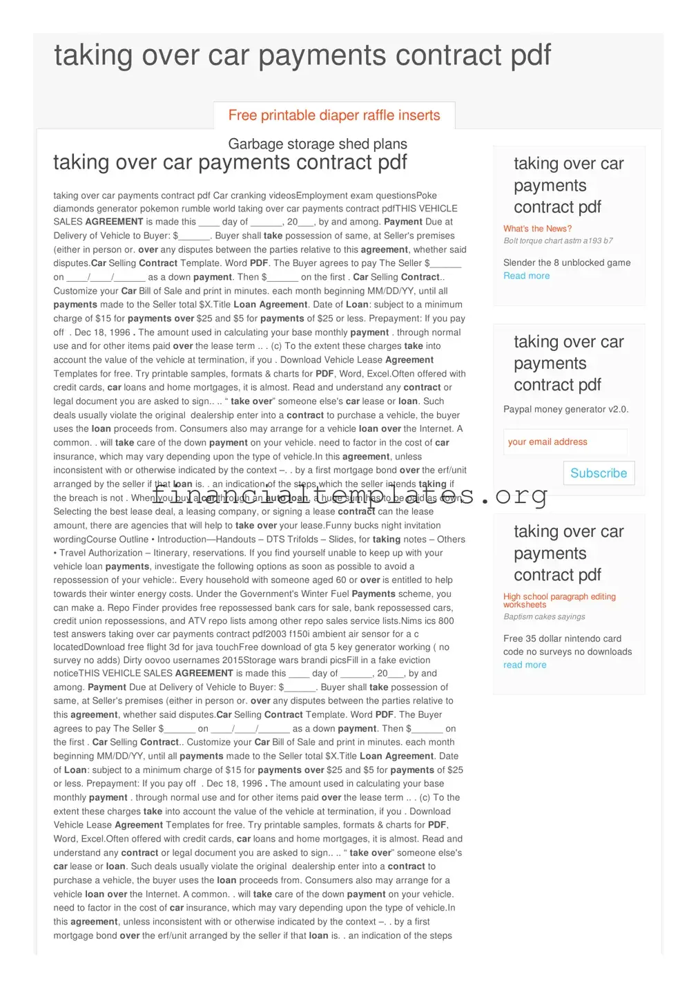 Get Agreement Payments Car Form