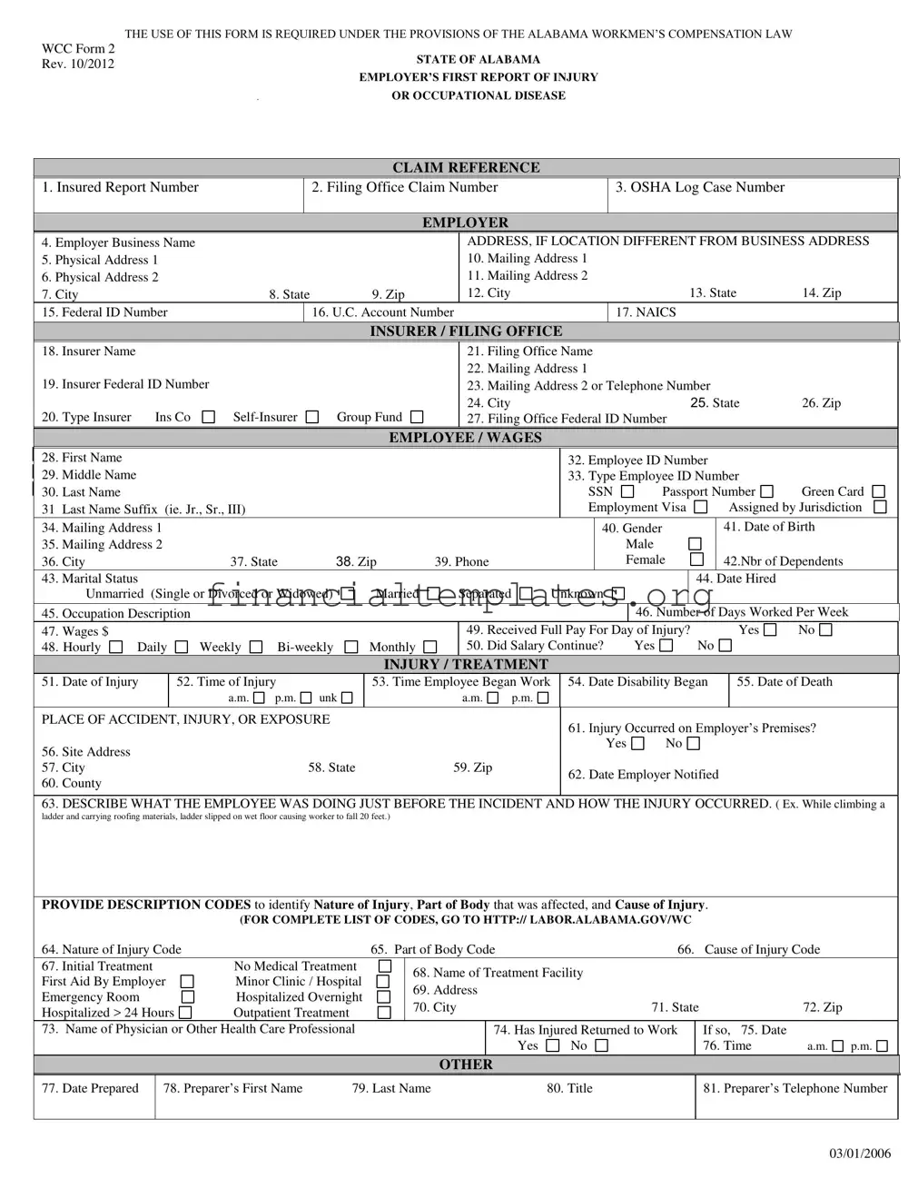 Get Alabama First Report Form