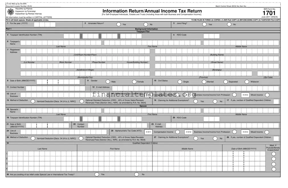 Get Annual Income Tax Return 1701 Form