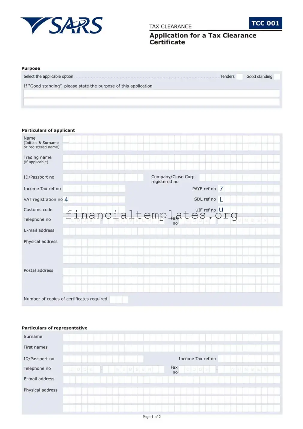 Get Application For Tax Clearance Form