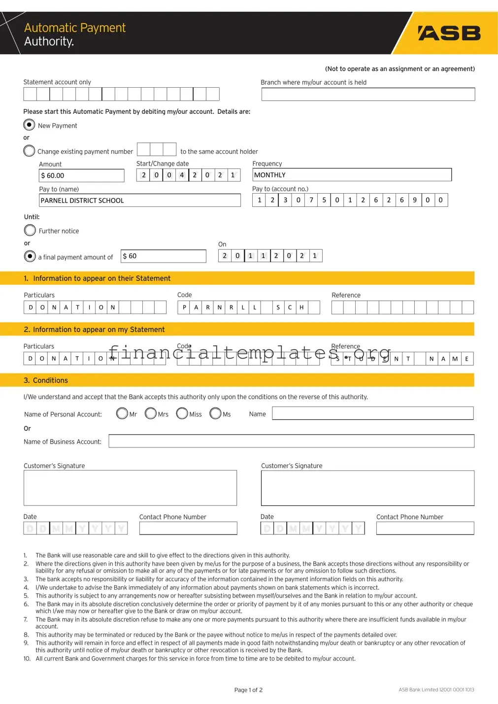 Get Asb Bank Automatic Payment Form