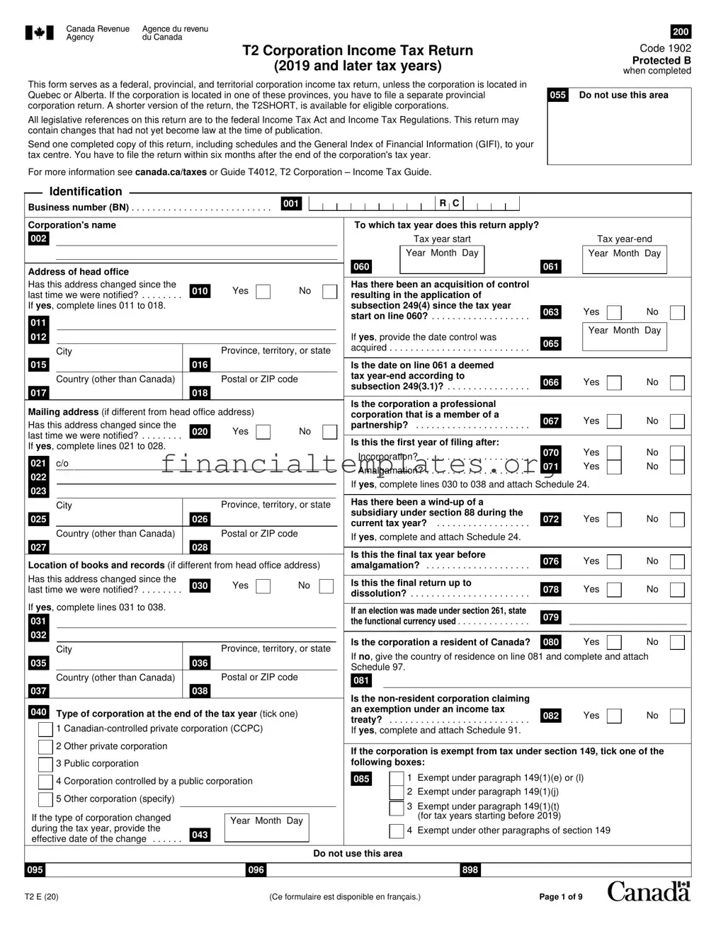 Get Canada T2 Tax Form