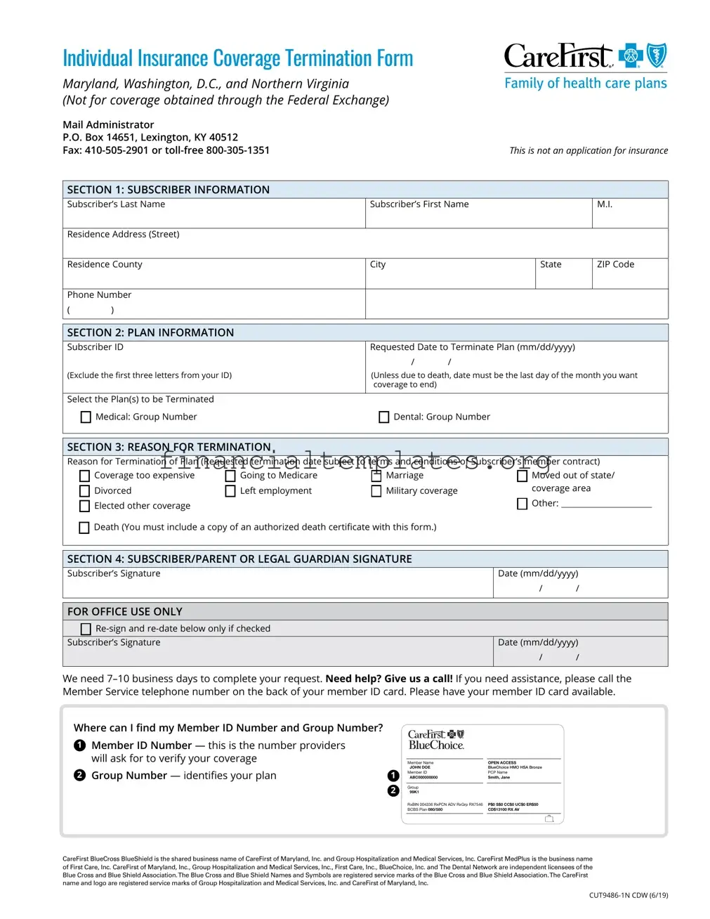 Get Carefirst Cancellation Form