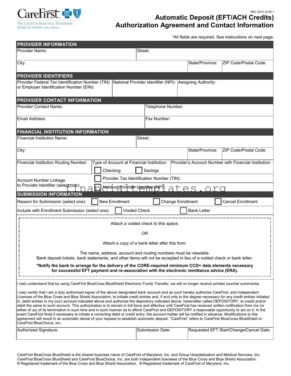 Get Carefirst Eft Form