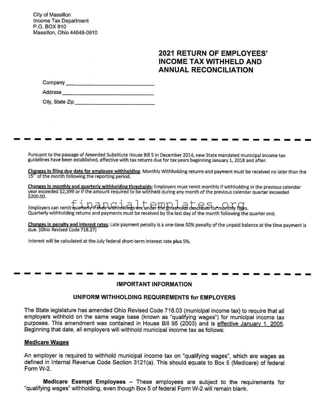 Get City Of Massillon Income Tax Form