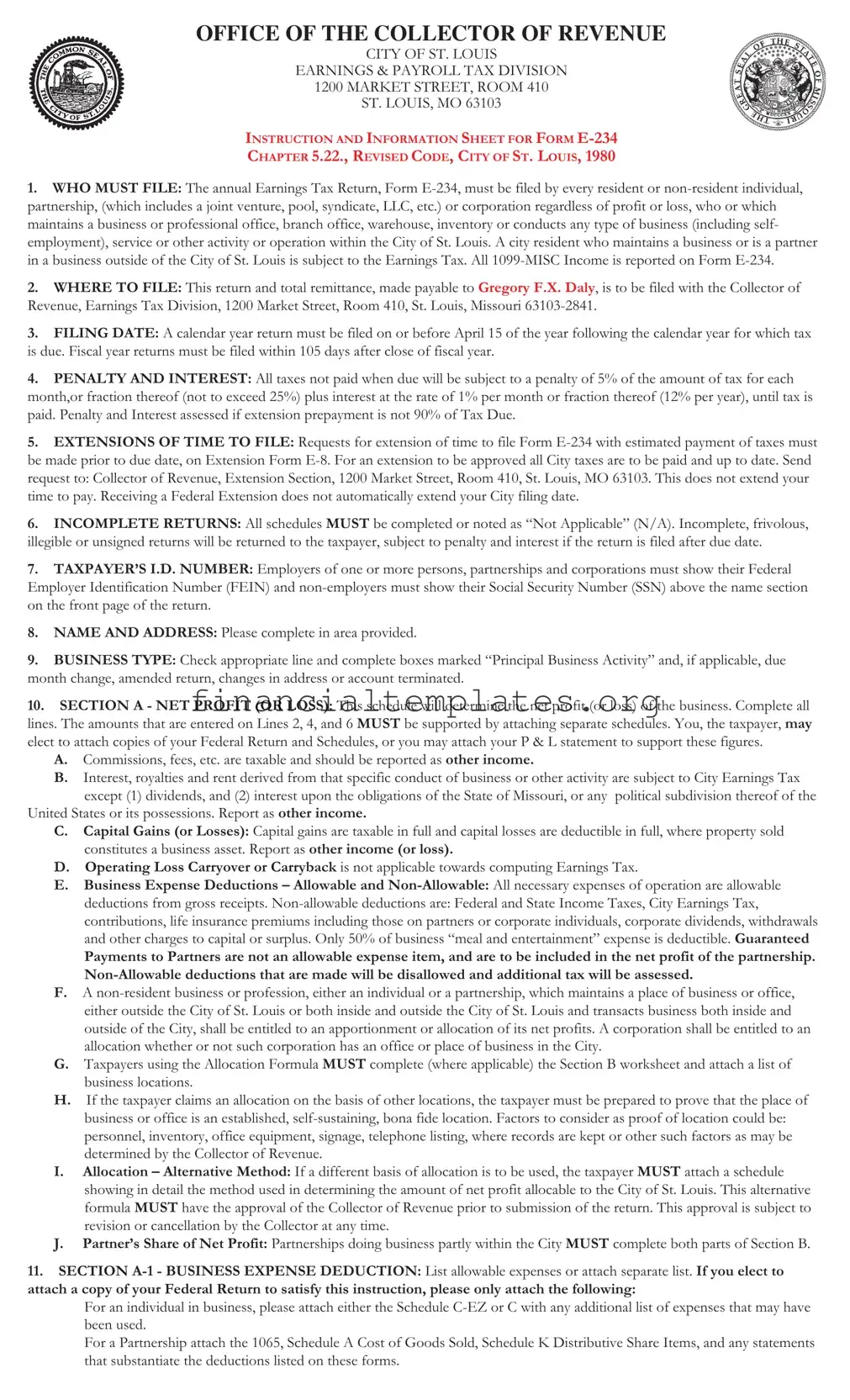 Get City Of St Louis Tax Form