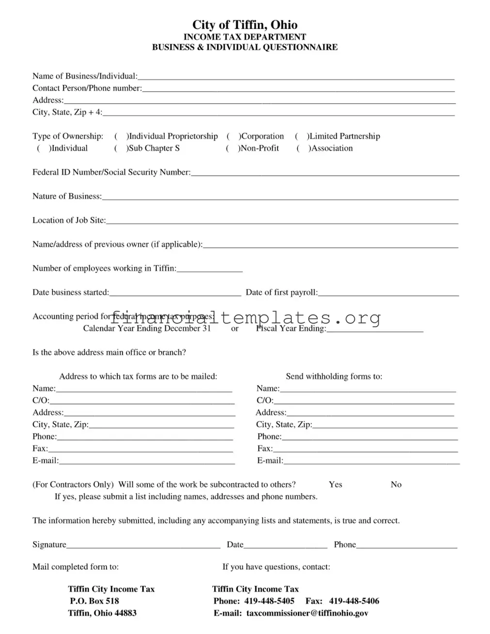 Get City Of Tiffin Ohio Income Tax Form