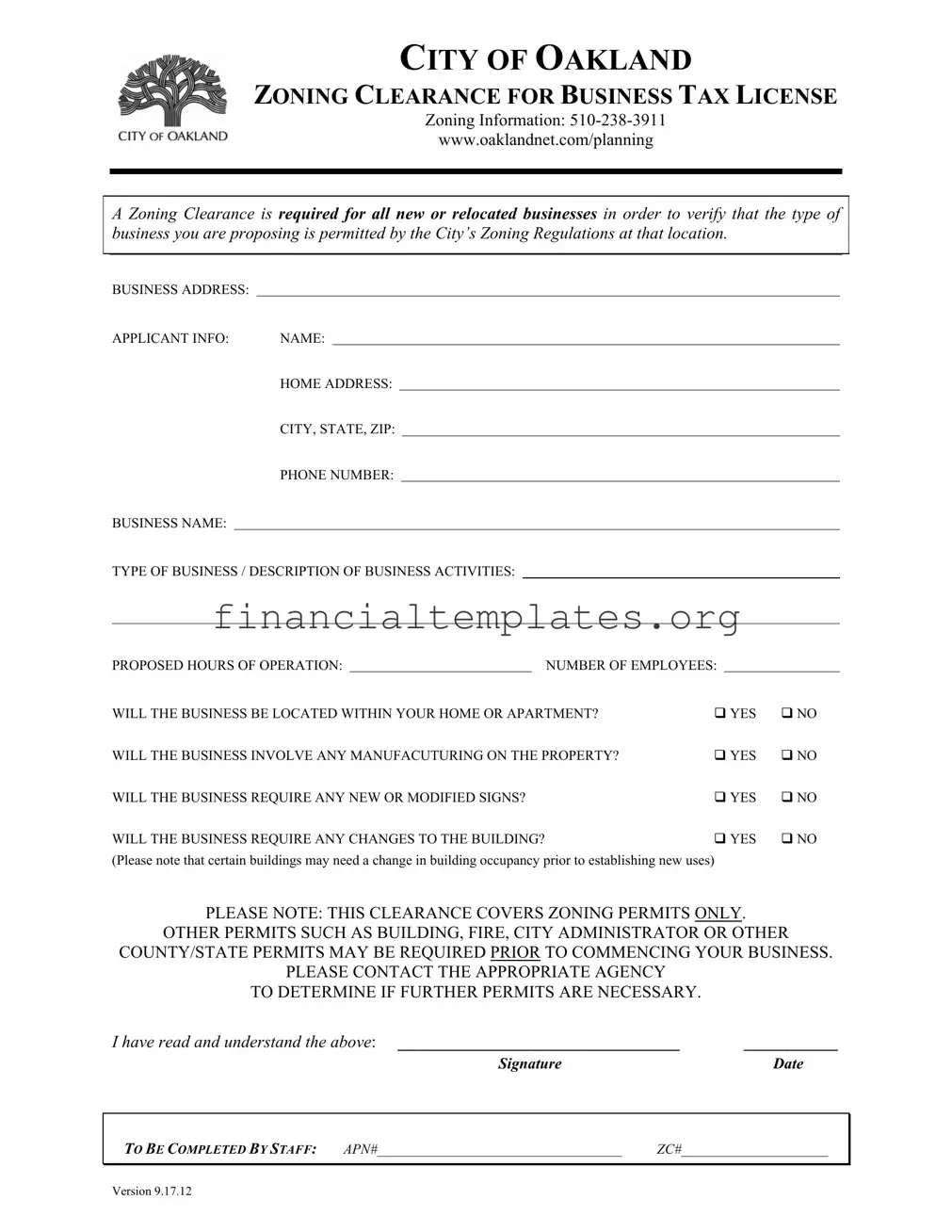 Get Clearance For Business Tax License Form