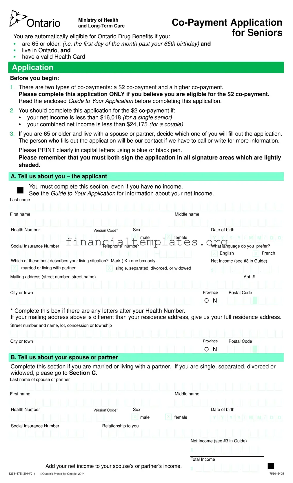 Get Co Payment Application For Seniors Form