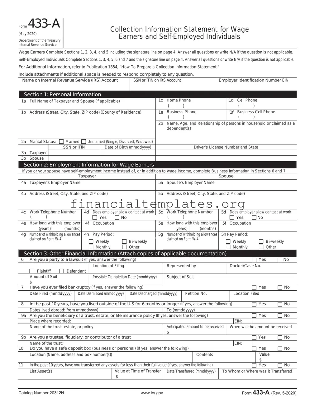 Get IRS 433-A Form