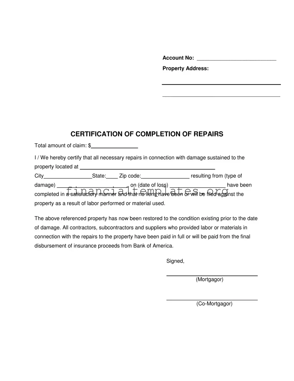 Get Completion Repairs Form