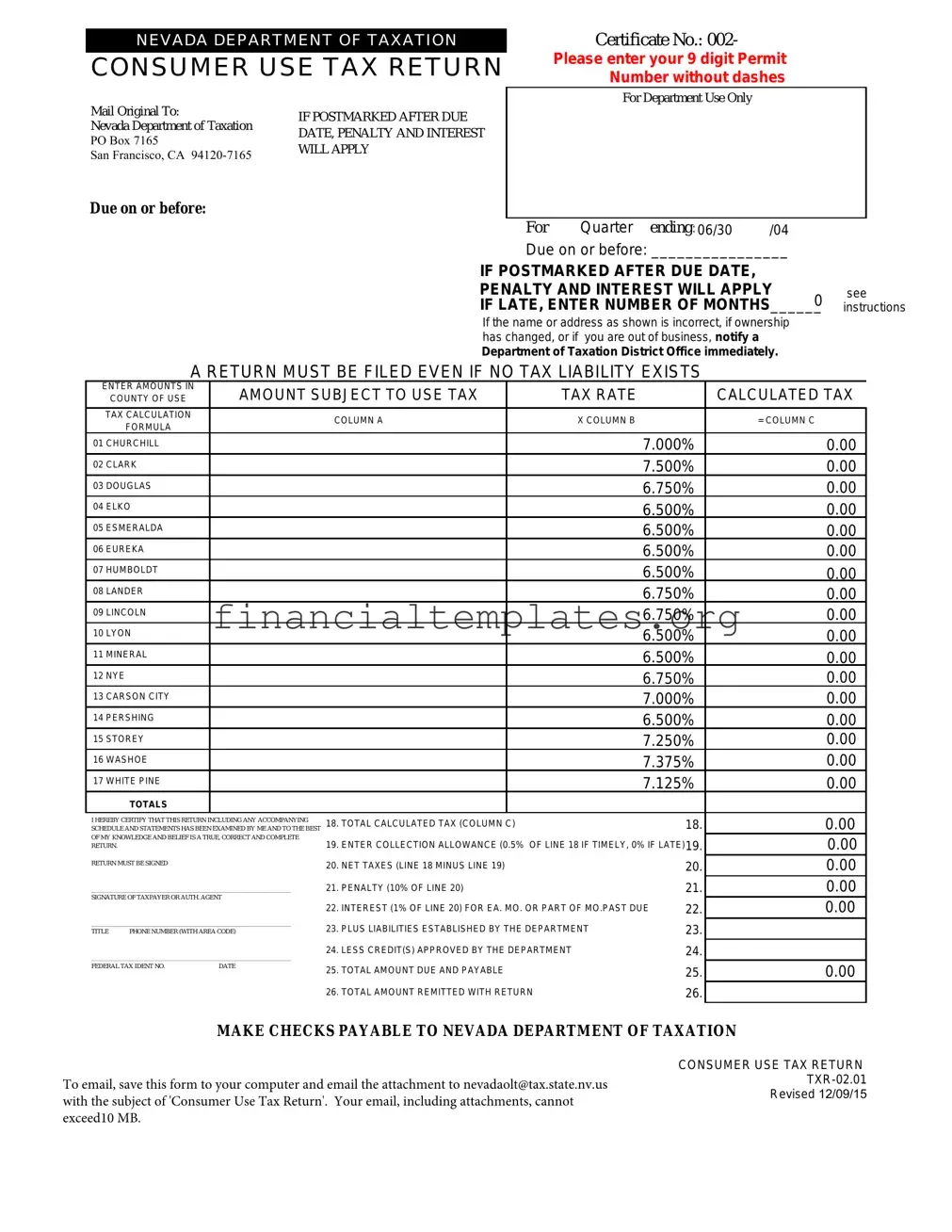 Get Consumer Use Tax Return Nevada Form