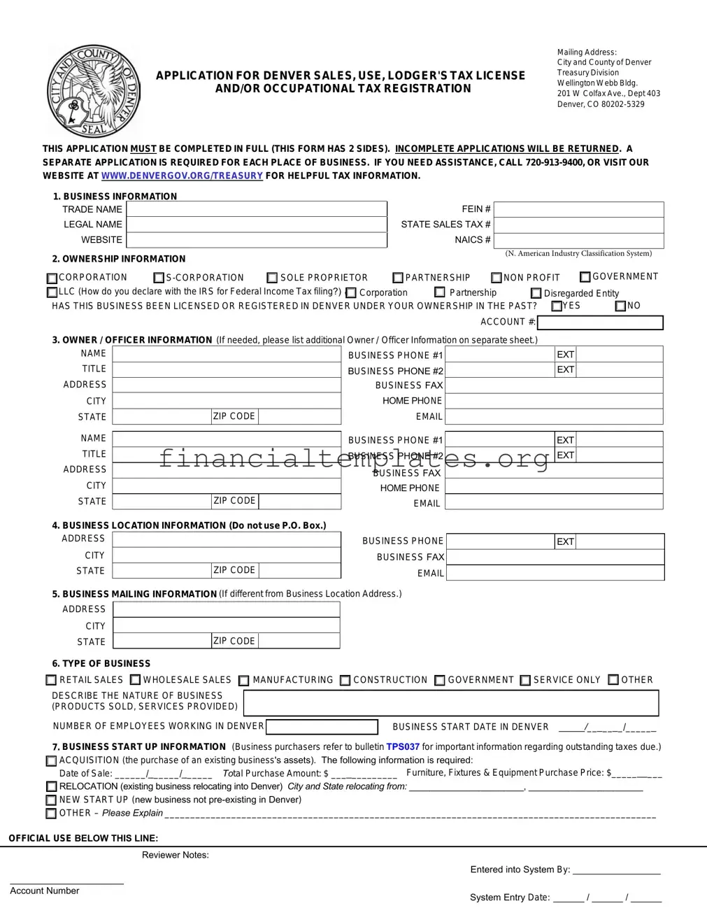 Get Denver Sales Tax Application Form