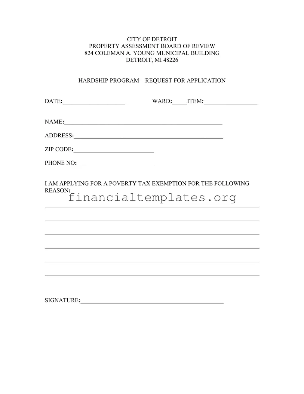 Get Detroit Property Tax Hardship Form