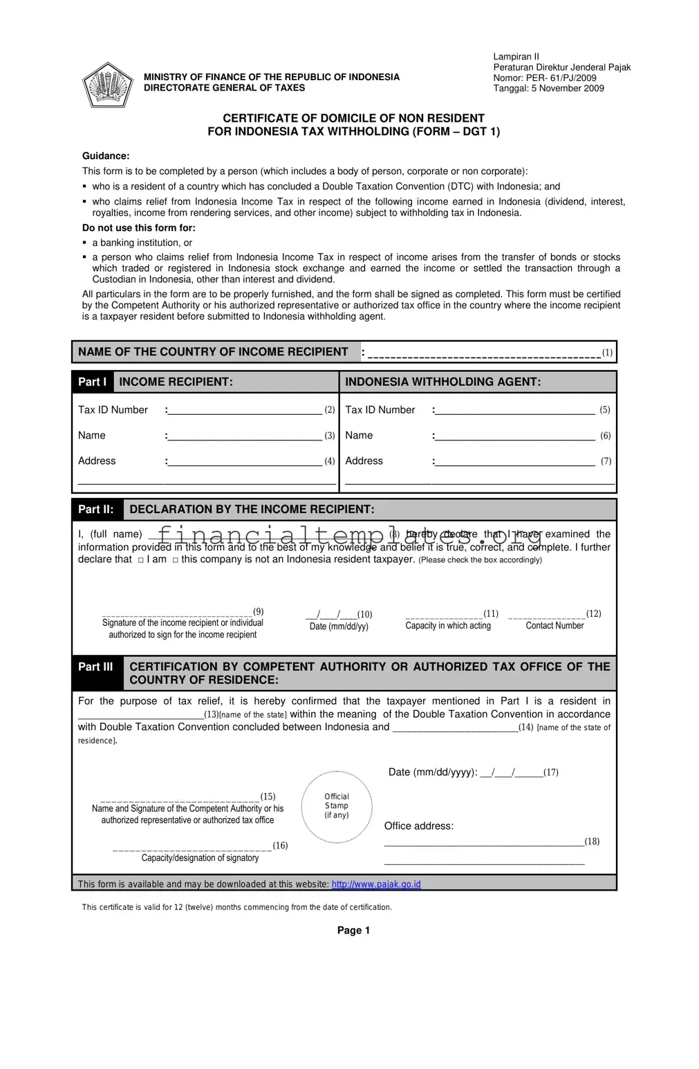 Get Dgt 1 Tax Form