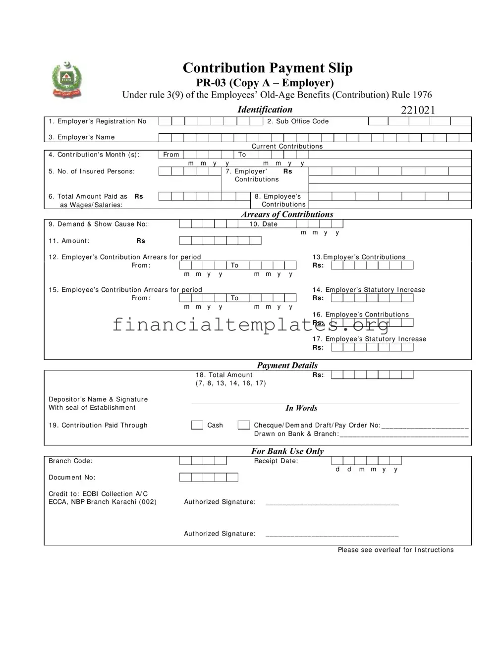 Get Eobi Contribution Payment Slip Form