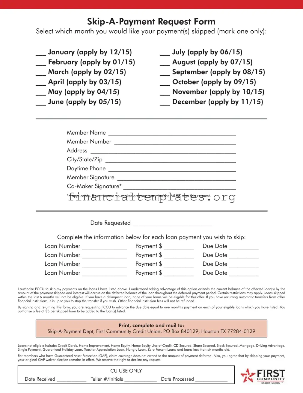 Get Fccu Skip A Payment Form