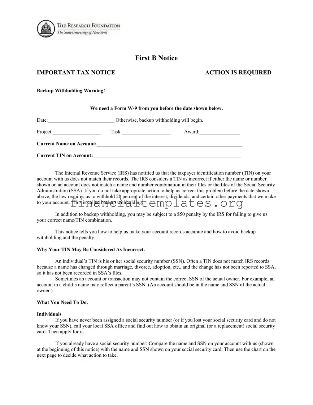 Get First B Notice Form