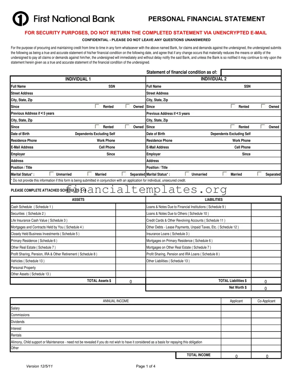 Get First National Bank Statement Form