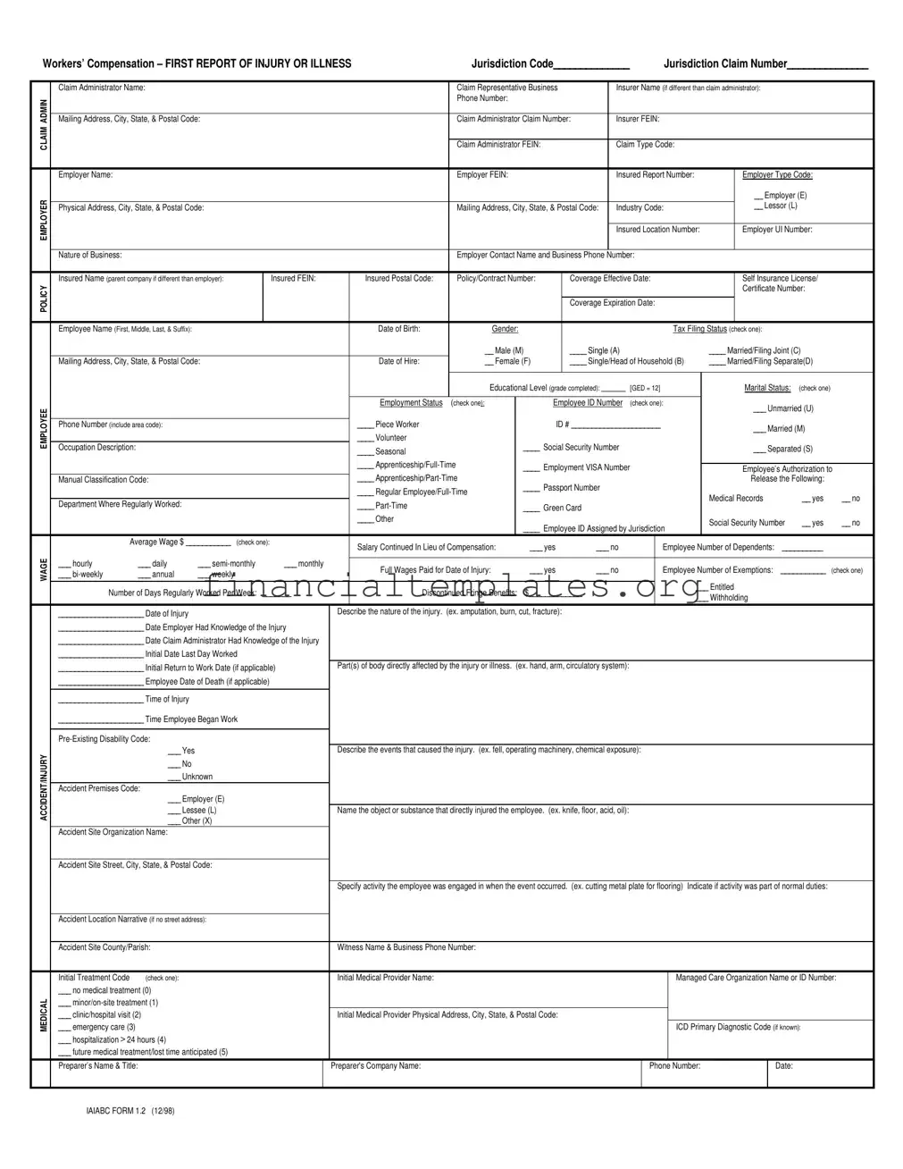Get First Report Of Injury Or Illness Form