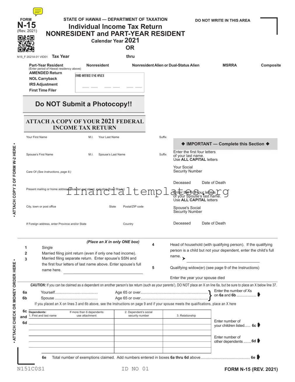 Get Hawaii N15 Tax Form