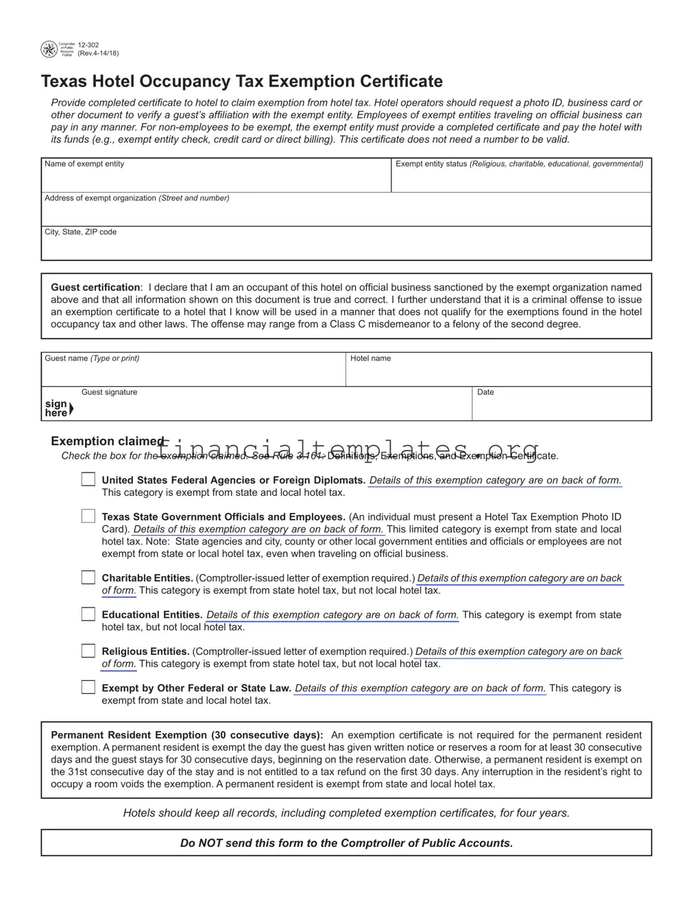 Get Hotel Tax Exemption Missouri Form