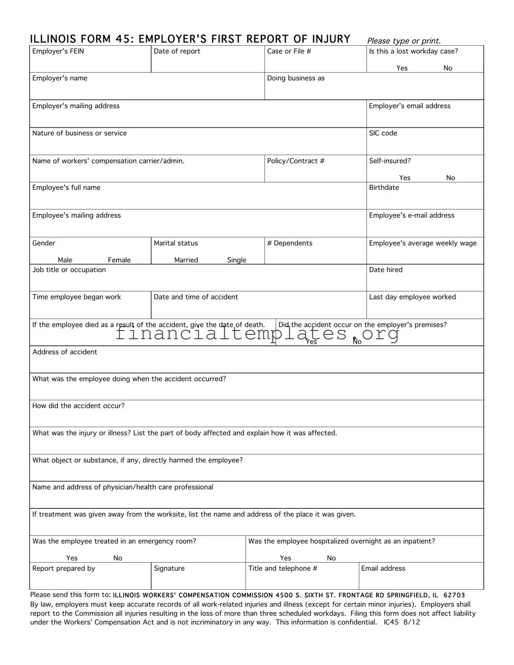 Get Illinois First Report 45 Form