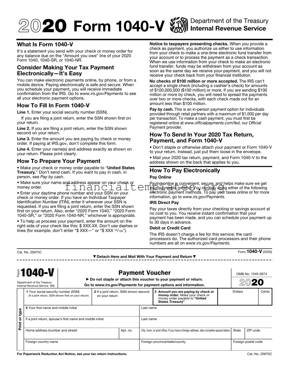 Get IRS 1040-V Form