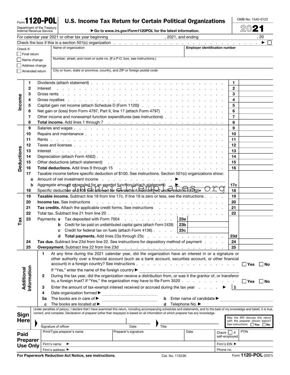 Get Irs 1120 Pol Form
