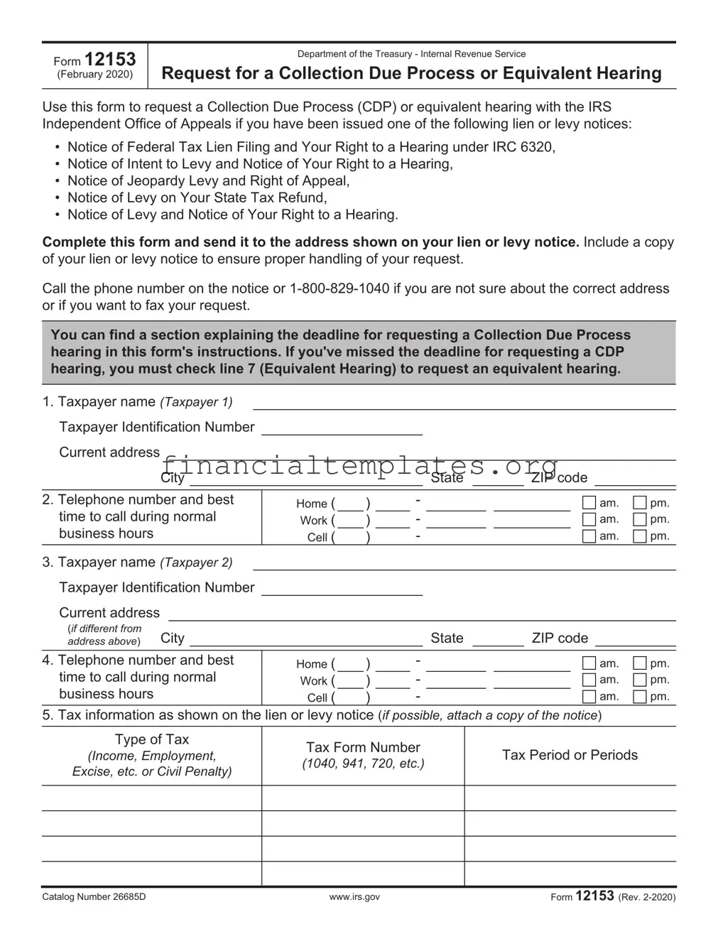 Get IRS 12153 Form