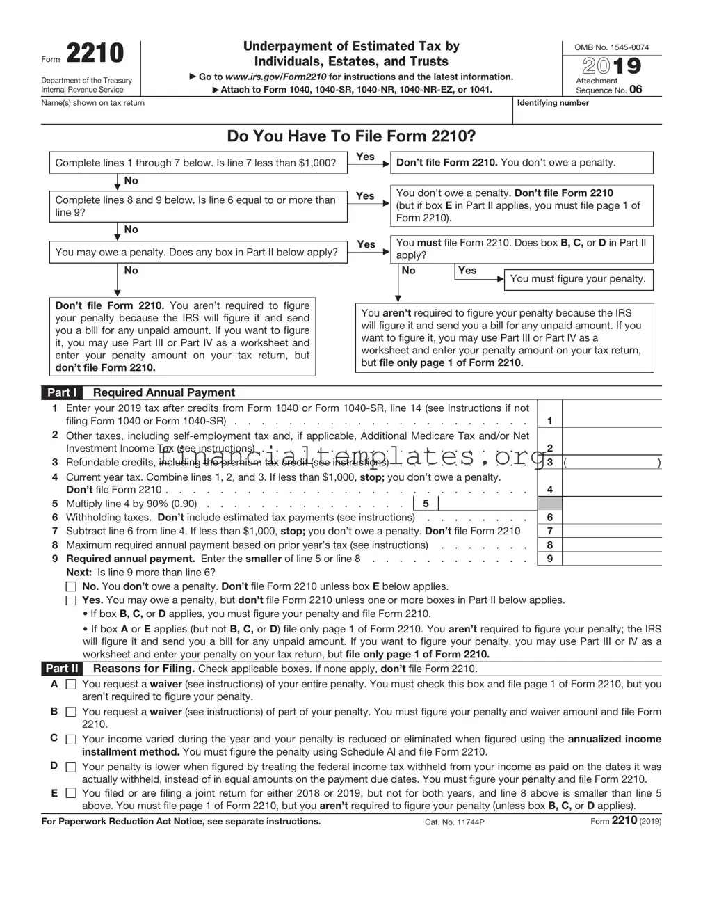 Get IRS 2210 Form