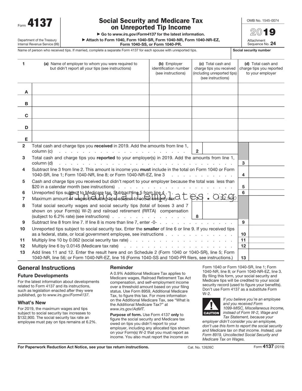 Get IRS 4137 Form