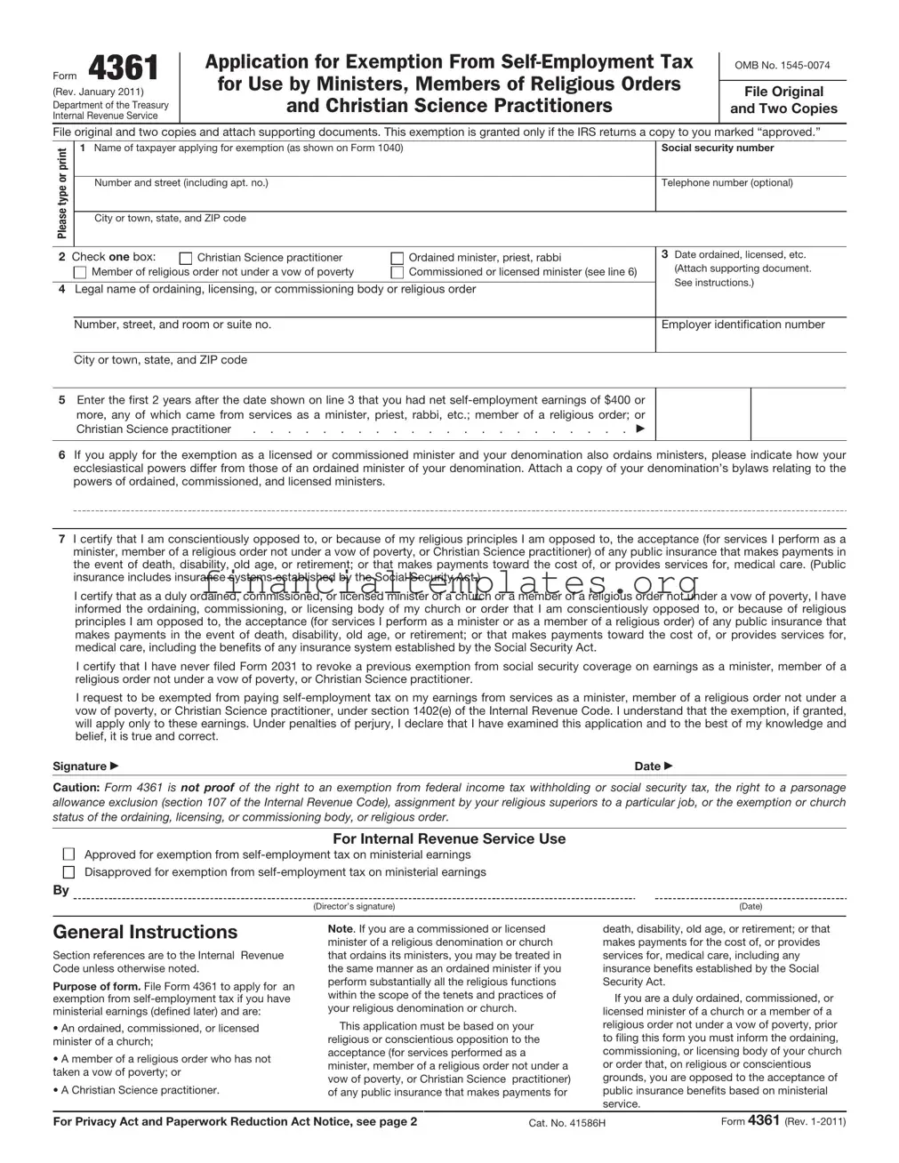 Get IRS 4361 Form