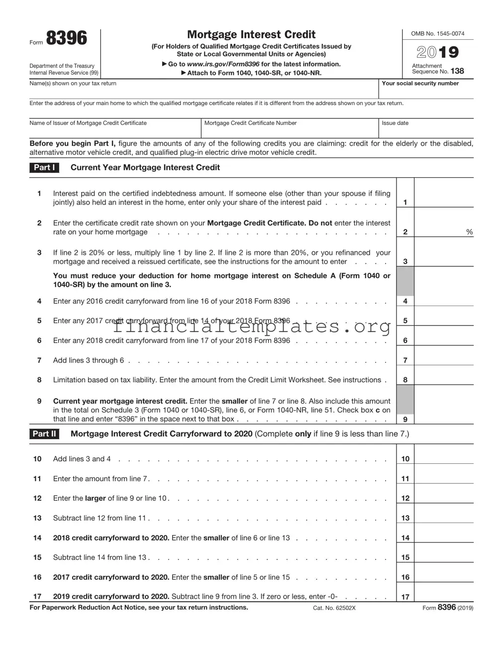 Get IRS 8396 Form