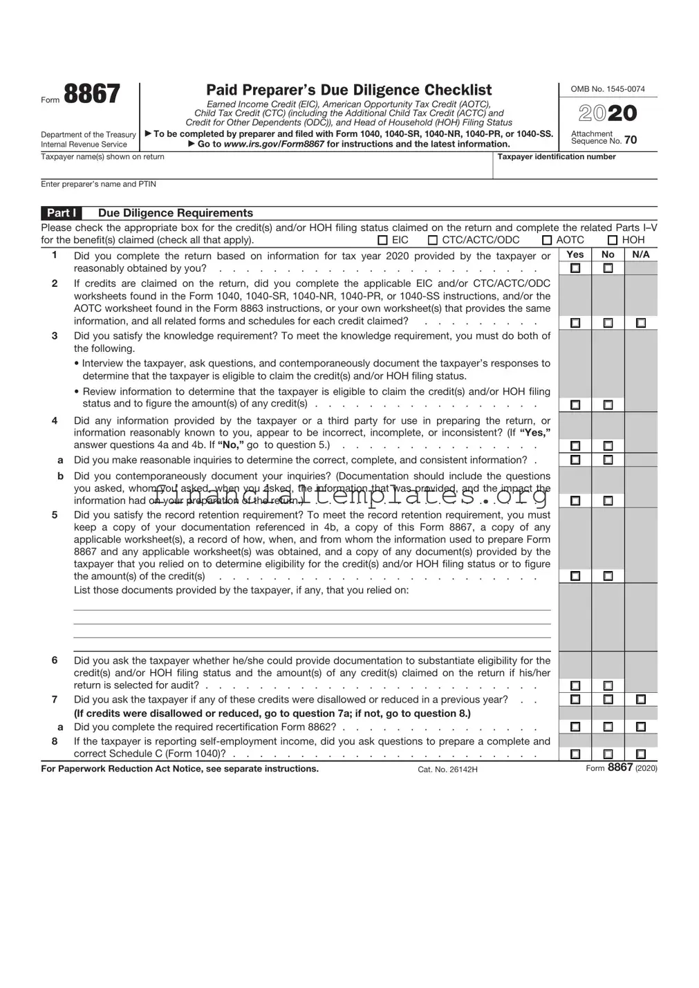 Get IRS 8867 Form
