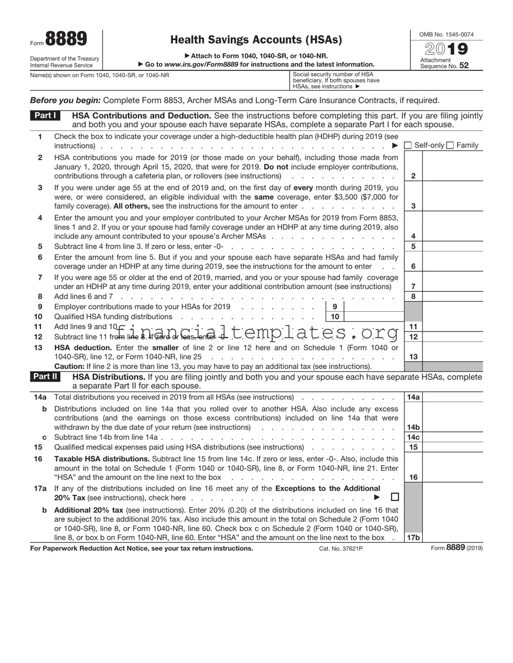Get IRS 8889 Form