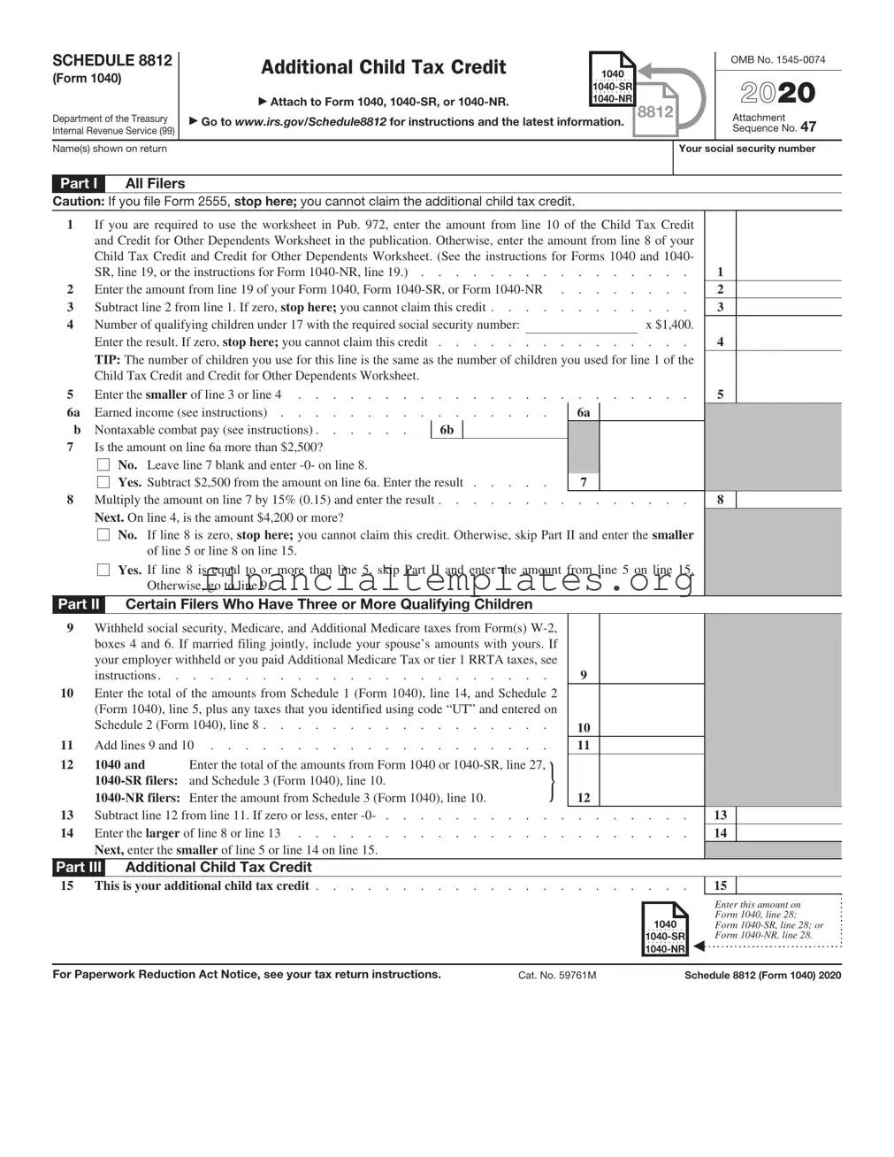 Get IRS Schedule 8812 1040 Form