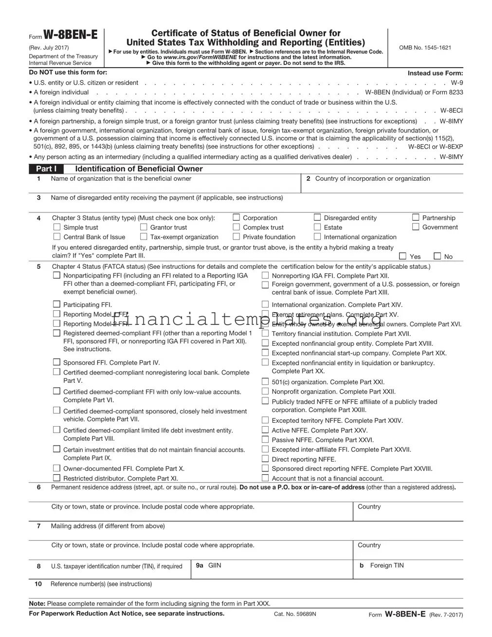Get IRS W-8BEN-E Form
