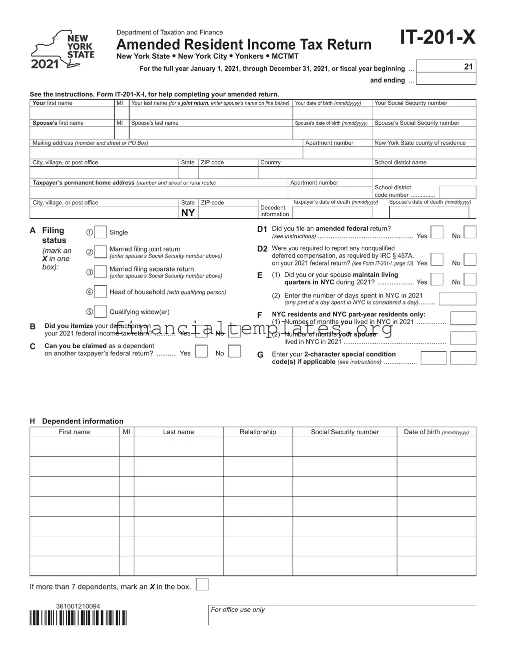 Get It 201X Tax Form