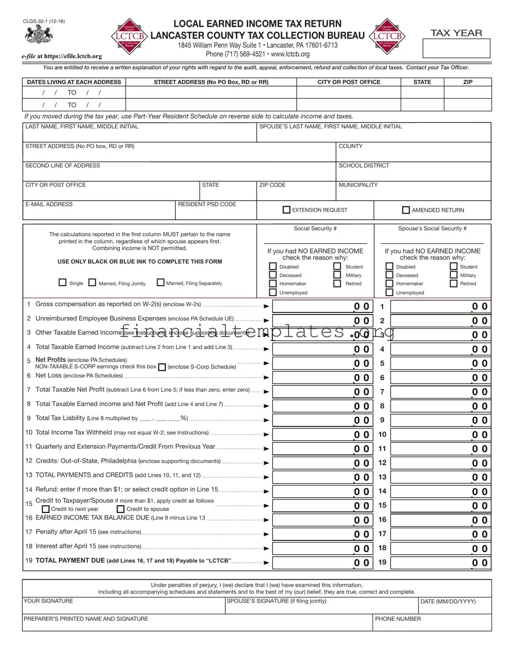 Get Local Tax Lancaster Form