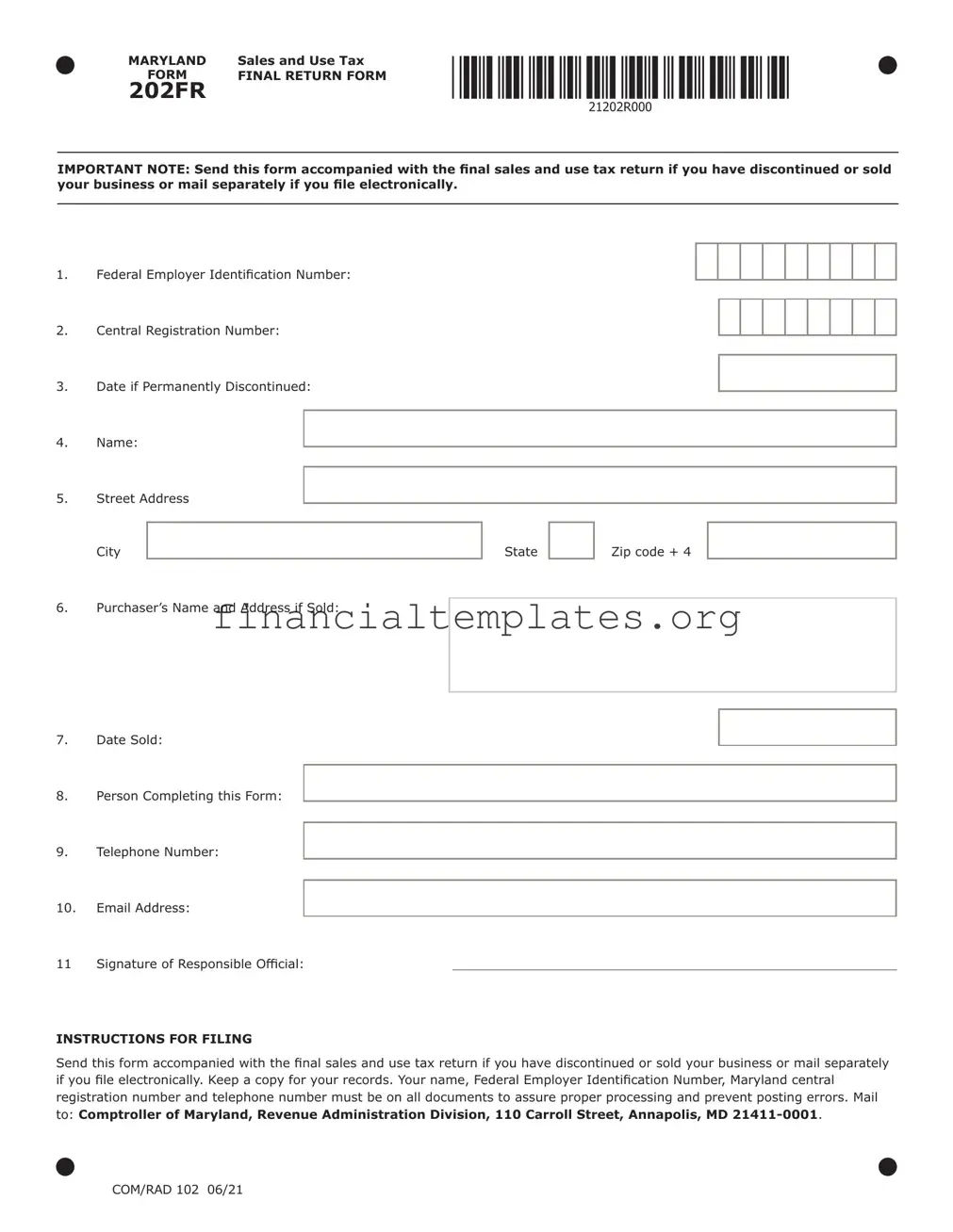Get Maryland Sales Use Tax 202 Form