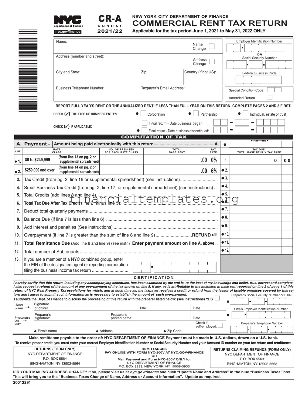 Get Nyc Commercial Rents Tax Return Form
