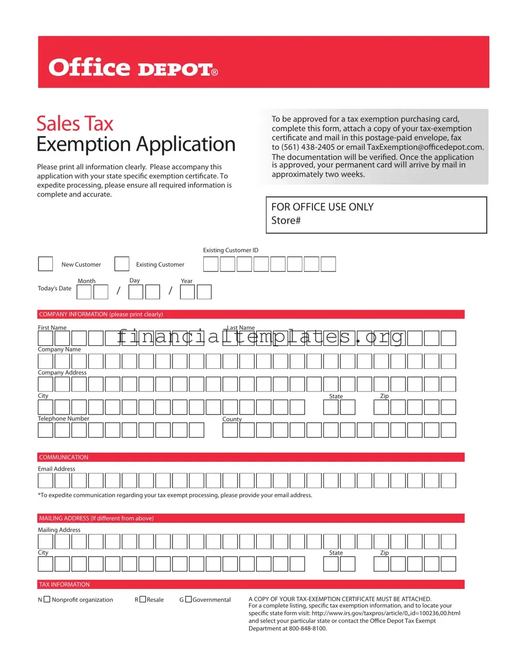 Get Office Depot Tax Exempt Form