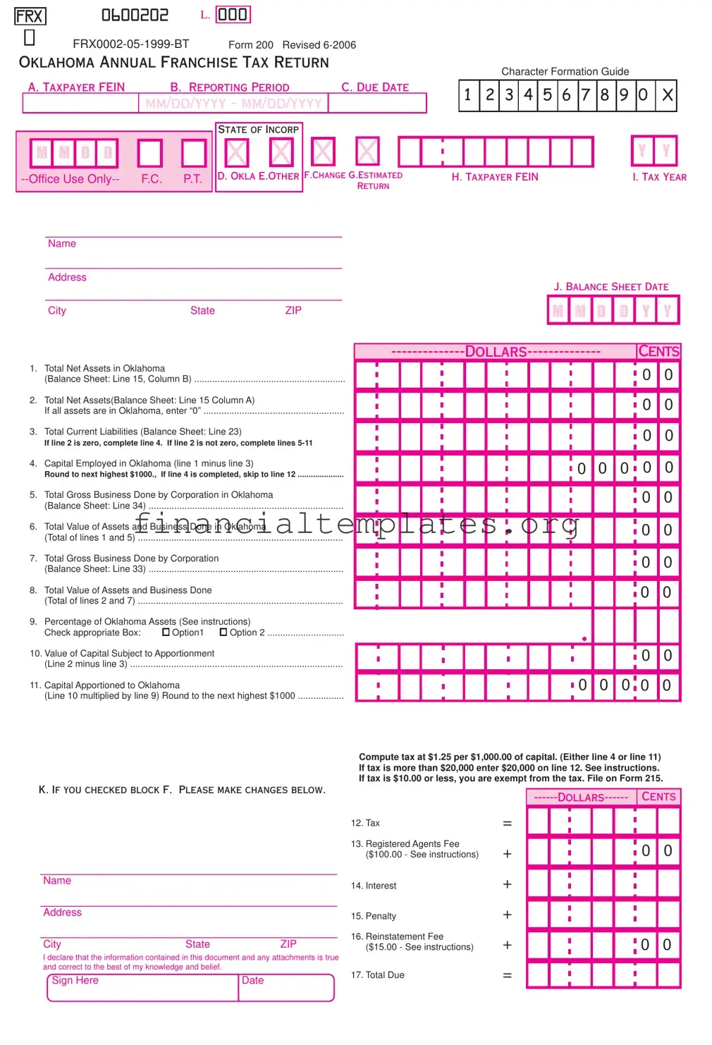 Get Oklahoma Tax Return 200 Form