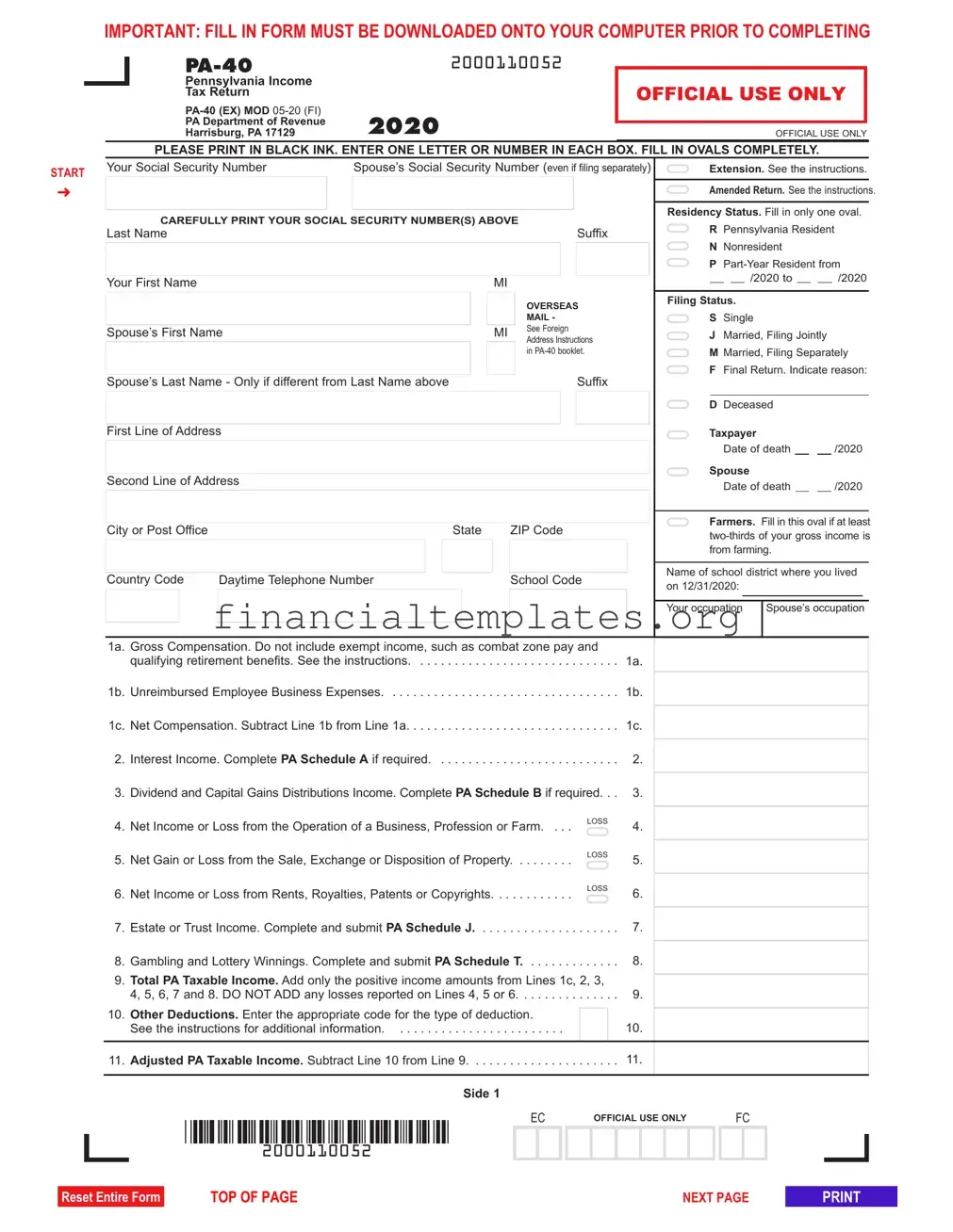 Get Pa 40 Tax Form