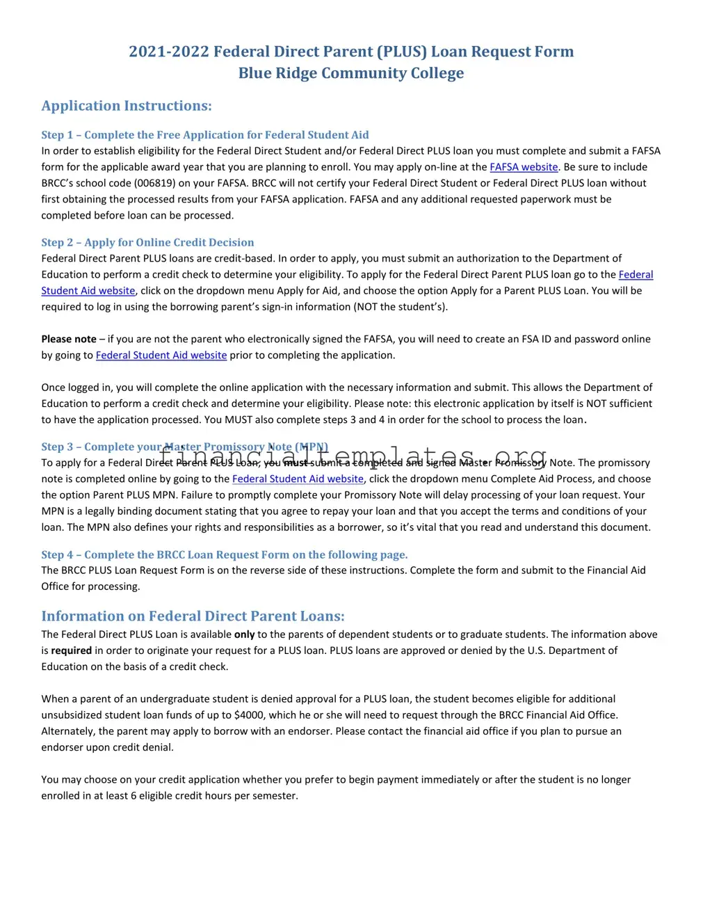 Get Parent Plus Loan Form