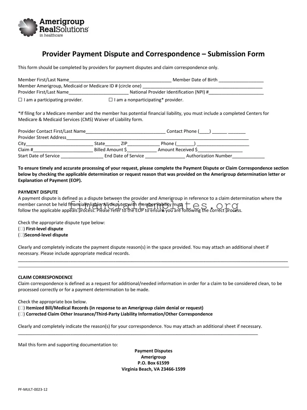 Get Payment Dispute Form