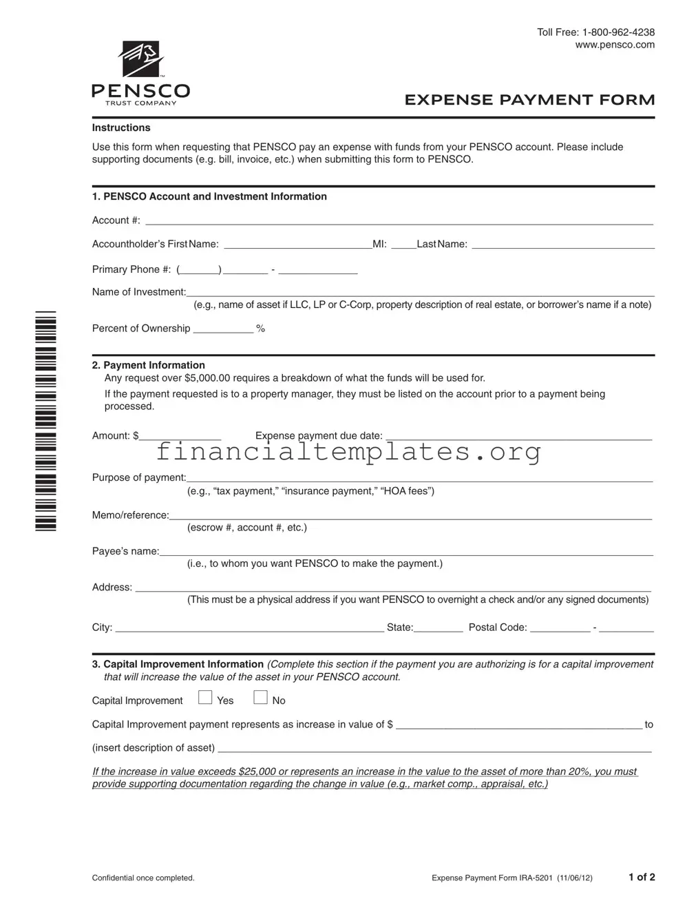 Get Pensco Expense Payment Form