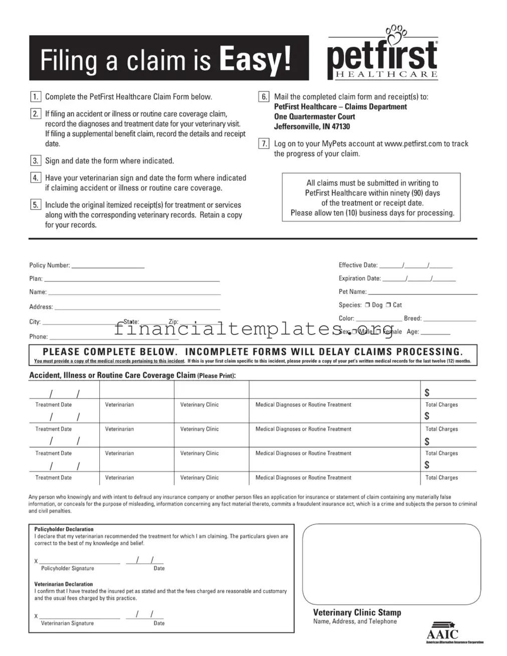 Get Petfirst Claim Form